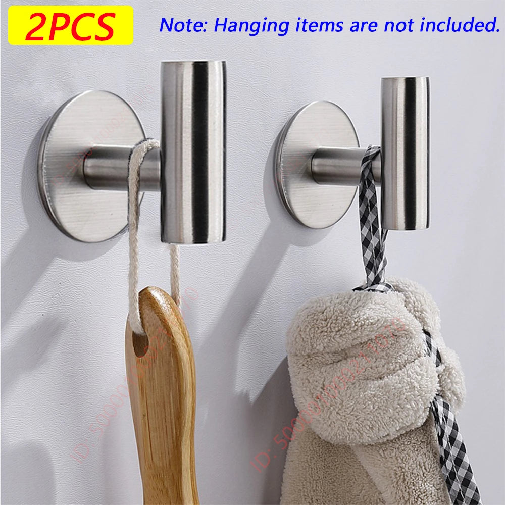 Crochet mural adhésif en acier inoxydable – Crochet autocollant pour peignoir, serviette, manteau, clés et pantalons – Accessoire de rangement pour salle de bain et cuisine