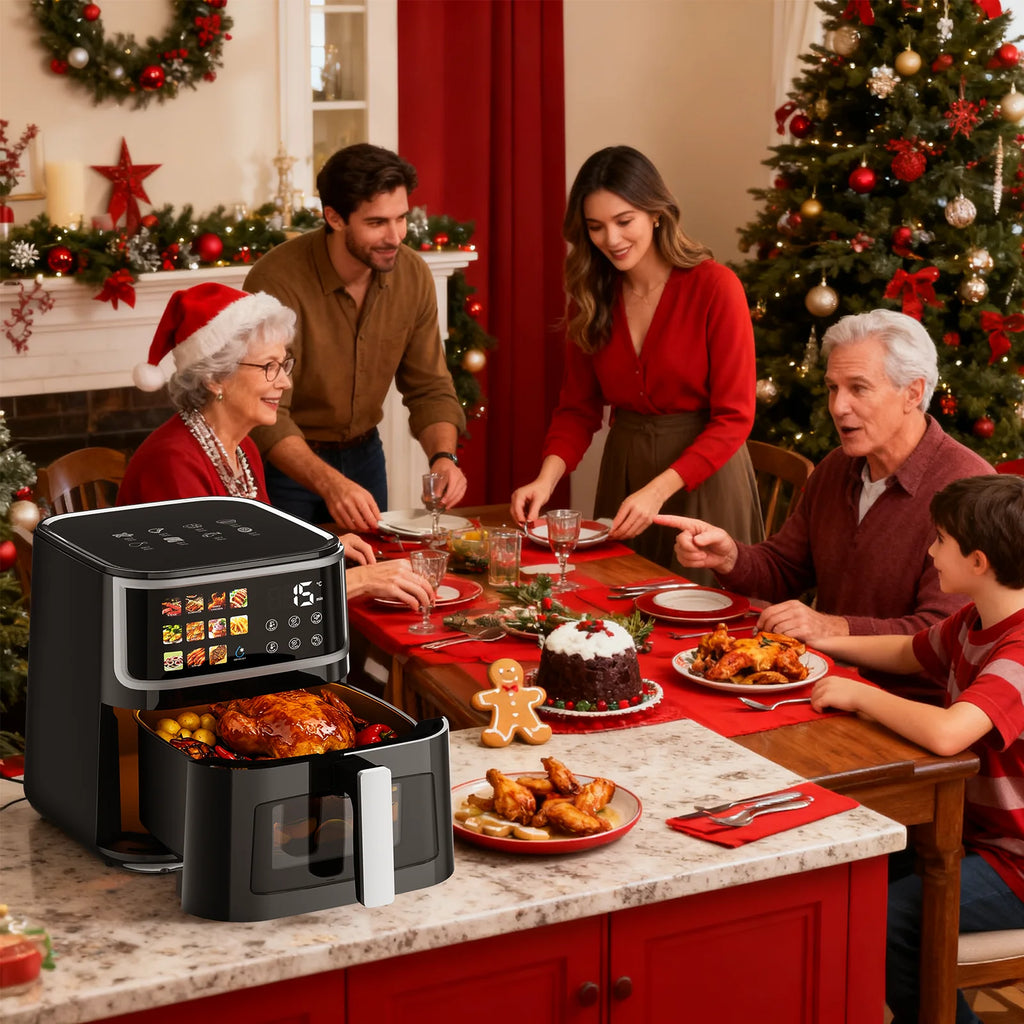 Friteuse sans huile Patbrela 8L, grande friteuse à air chaud avec écran LED, 11 fonctions prédéfinies, four de cuisson multifonction 1700W