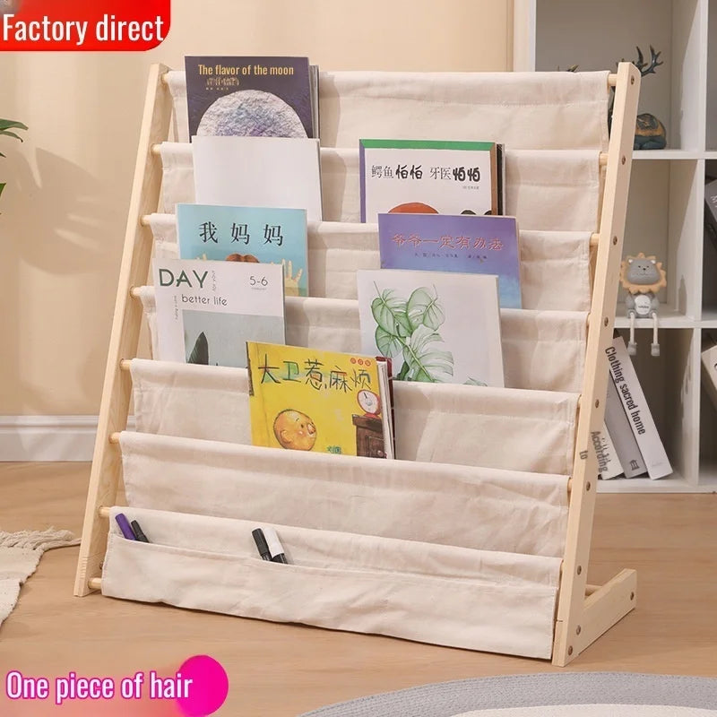 Bibliothèque domestique en bois massif du sol au plafond, bibliothèque de rangement multicouche amovible, support de rangement pour livres d'images pour enfants