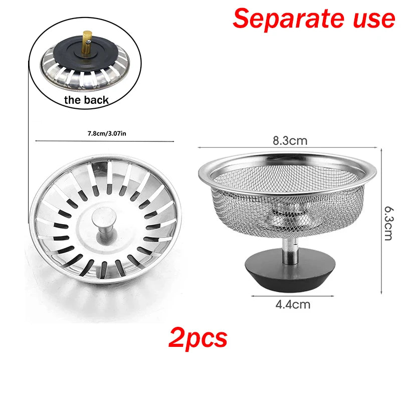 Filtre de bonde en acier inoxydable pour évier de cuisine et salle de bain – Grille anti-déchets, filtre à cheveux et résidus pour évier, douche et siphon de sol.