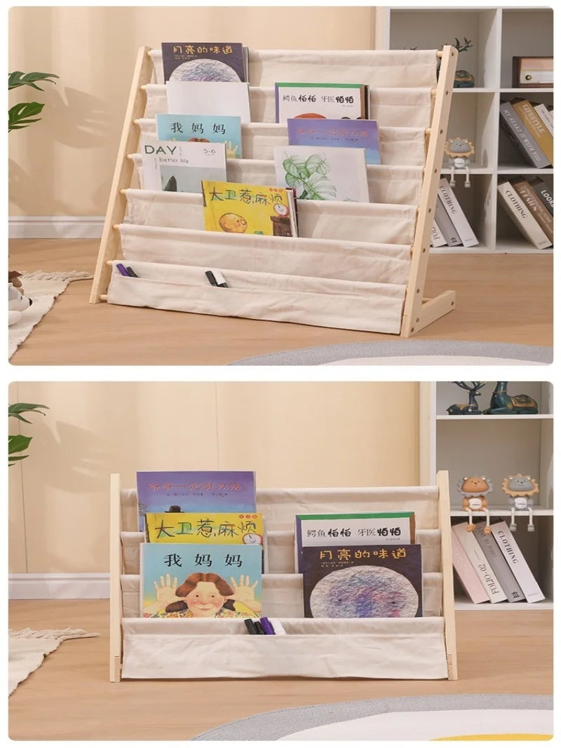 Bibliothèque domestique en bois massif du sol au plafond, bibliothèque de rangement multicouche amovible, support de rangement pour livres d'images pour enfants
