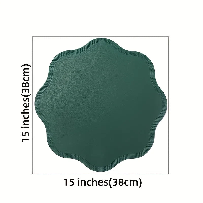 1/4/6 pièces napperons ronds ensembles de luxe en Faux cuir tapis de Table tapis de Table en relief en forme de fleur tapis de Place