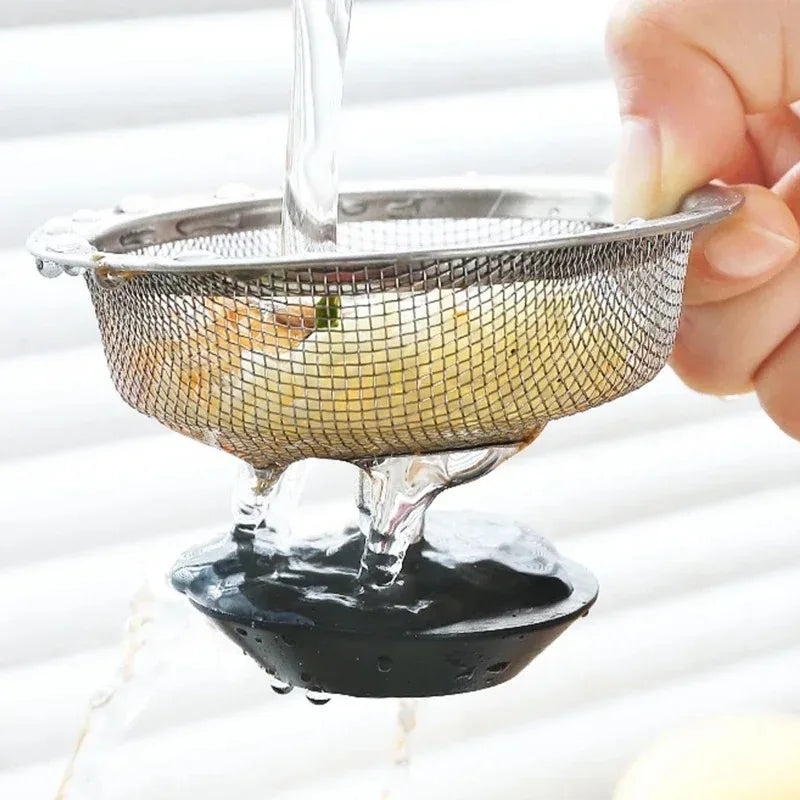 Filtre de bonde en acier inoxydable pour évier de cuisine et salle de bain – Grille anti-déchets, filtre à cheveux et résidus pour évier, douche et siphon de sol.