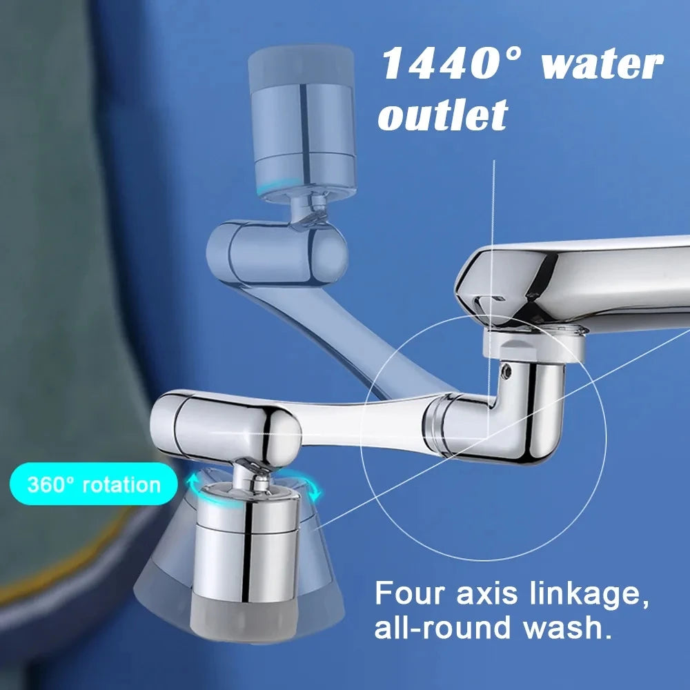 Metal Copper 1080° Rotation Faucet Aerator Extender Swivel Robotic Arm Faucets Sprayer Head Nozzle Kitchen Tap Saving Water