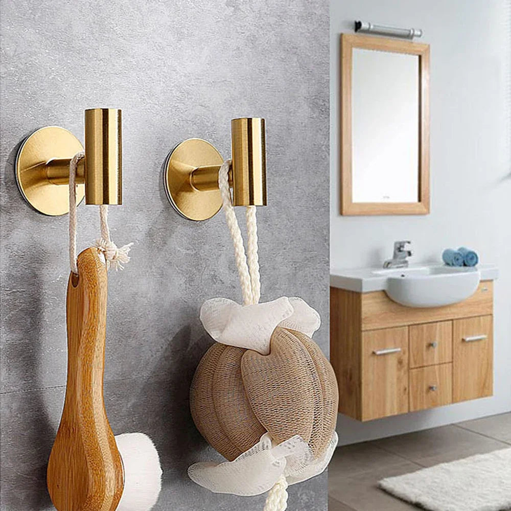 Crochet mural adhésif en acier inoxydable – Crochet autocollant pour peignoir, serviette, manteau, clés et pantalons – Accessoire de rangement pour salle de bain et cuisine