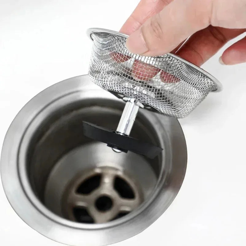 Filtre de bonde en acier inoxydable pour évier de cuisine et salle de bain – Grille anti-déchets, filtre à cheveux et résidus pour évier, douche et siphon de sol.