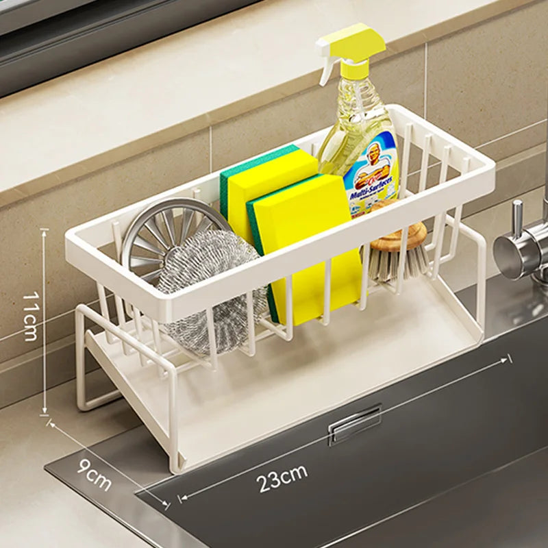 Sink Cleaning Tools Storage Rack Kitchen Multifunctional Stainless Steel Drain Rack for Sponge Cleanser Organizer Rag Hanger