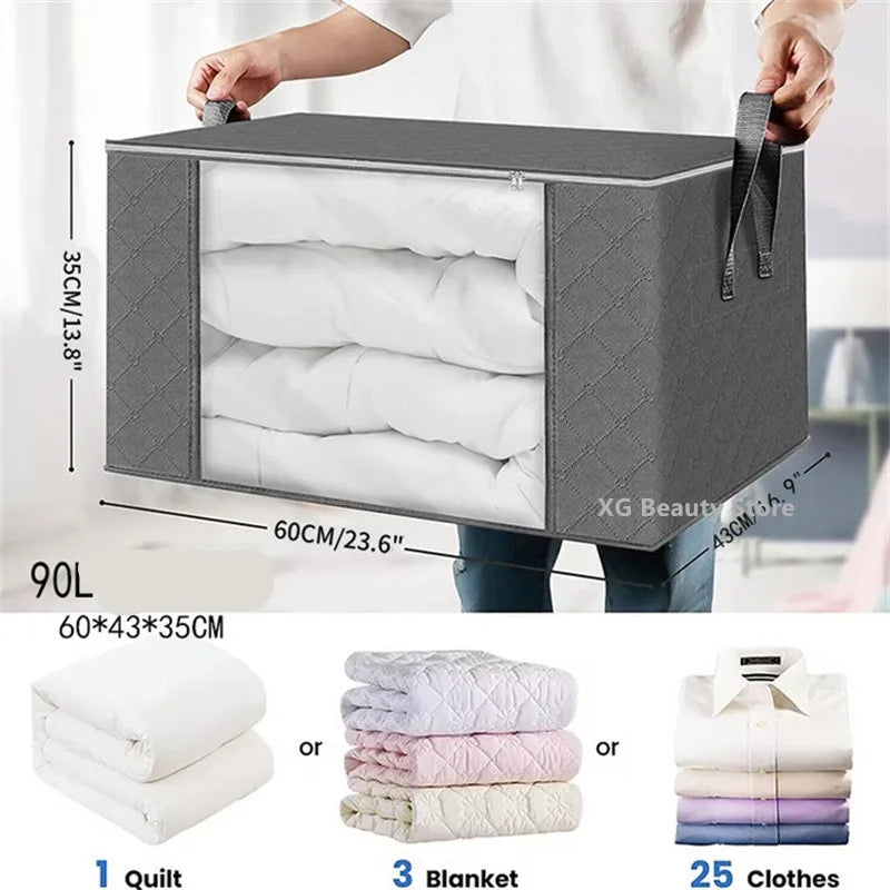 Sacs de rangement pliables pour vêtements et couvertures de 90 L, conteneurs de rangement pour organiser la chambre