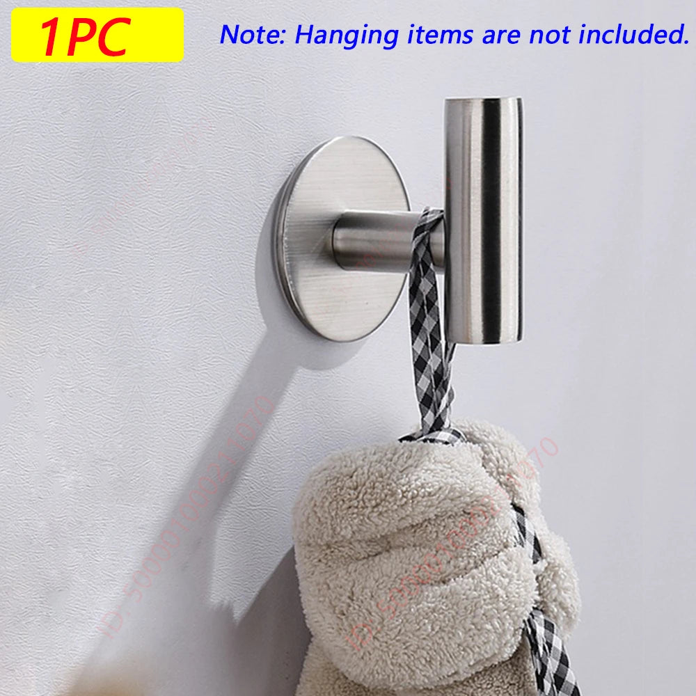 Crochet mural adhésif en acier inoxydable – Crochet autocollant pour peignoir, serviette, manteau, clés et pantalons – Accessoire de rangement pour salle de bain et cuisine