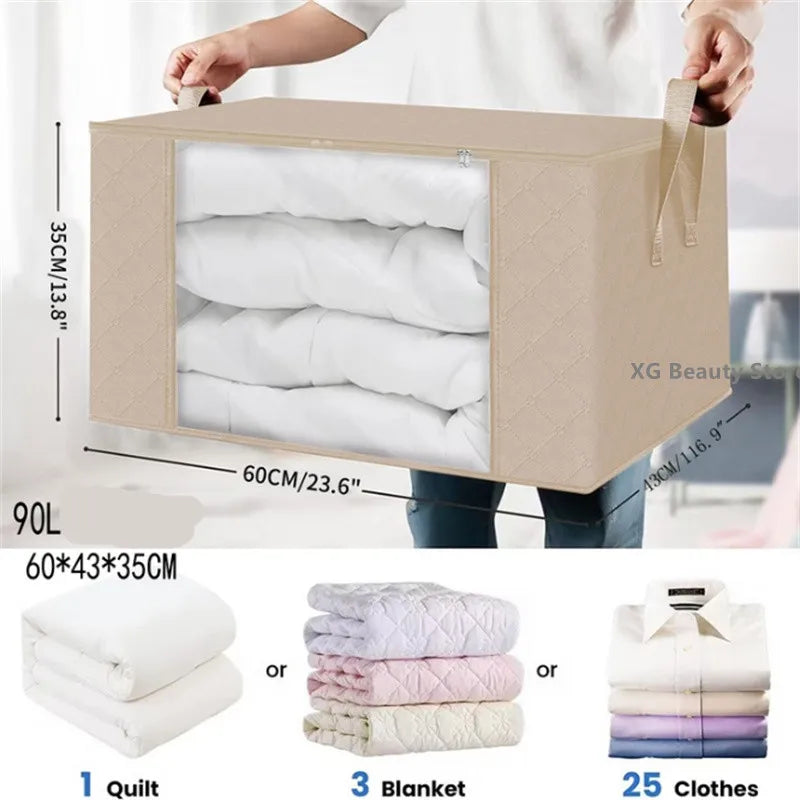 Sacs de rangement pliables pour vêtements et couvertures de 90 L, conteneurs de rangement pour organiser la chambre