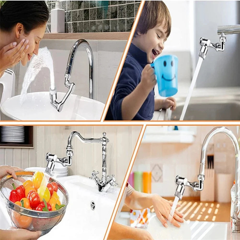 Metal Copper 1080° Rotation Faucet Aerator Extender Swivel Robotic Arm Faucets Sprayer Head Nozzle Kitchen Tap Saving Water