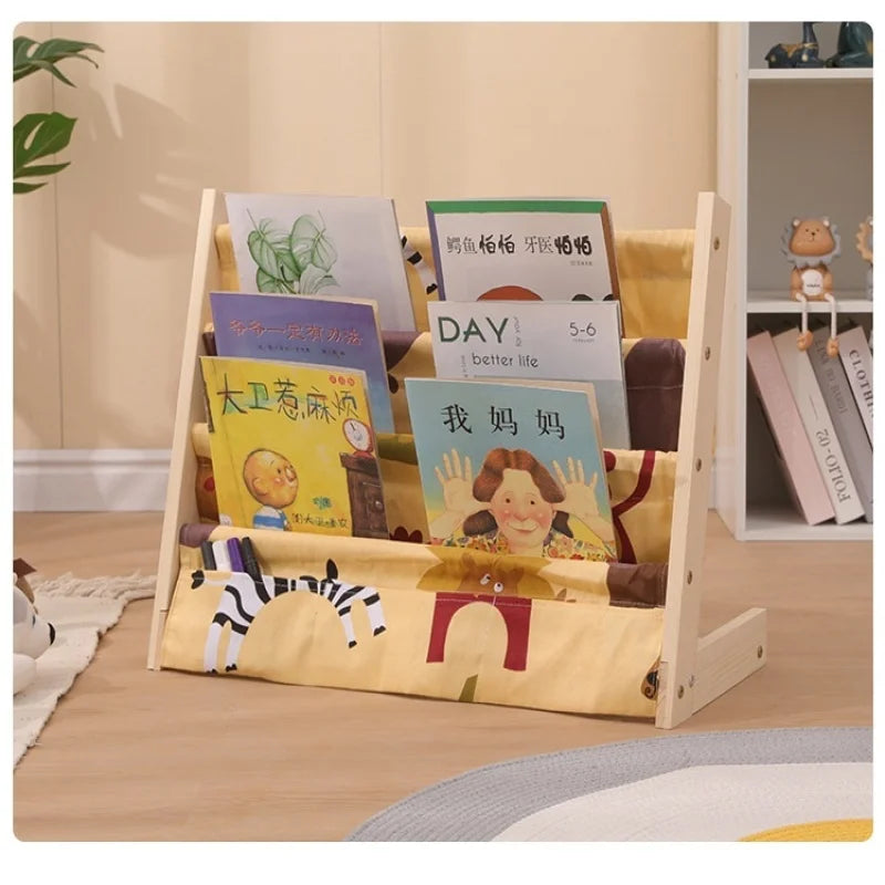 Bibliothèque domestique en bois massif du sol au plafond, bibliothèque de rangement multicouche amovible, support de rangement pour livres d'images pour enfants