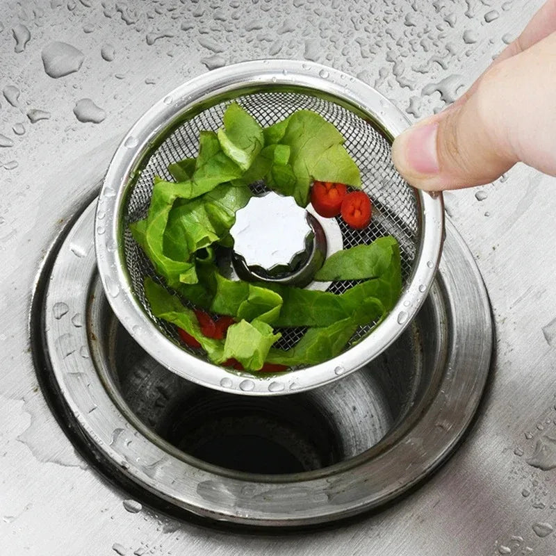 Filtre de bonde en acier inoxydable pour évier de cuisine et salle de bain – Grille anti-déchets, filtre à cheveux et résidus pour évier, douche et siphon de sol.