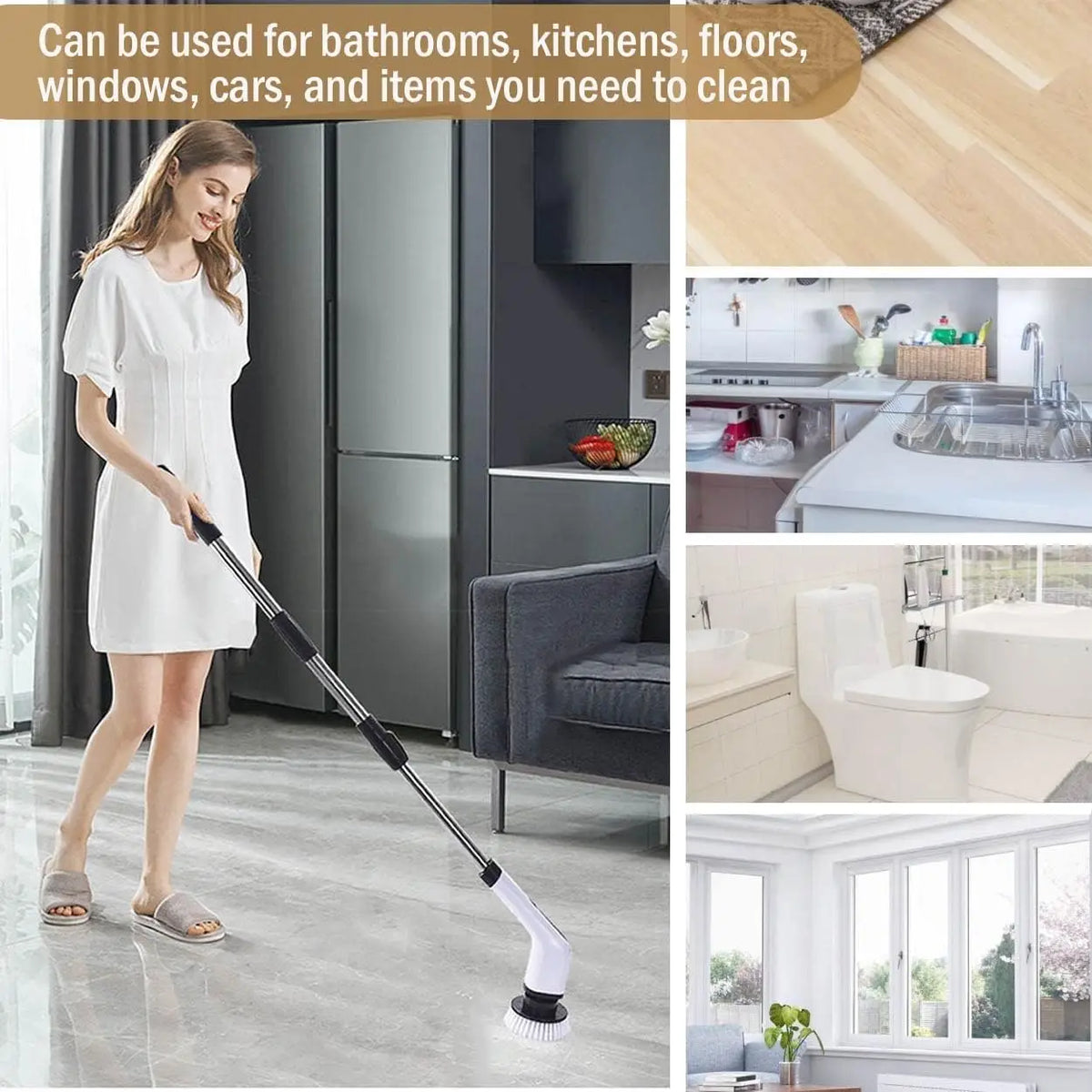 Brosse de nettoyage électrique sans fil à rotation, multifonction pour la cuisine, la salle de bain et les toilettes – brosses et serpillières pour la maison.