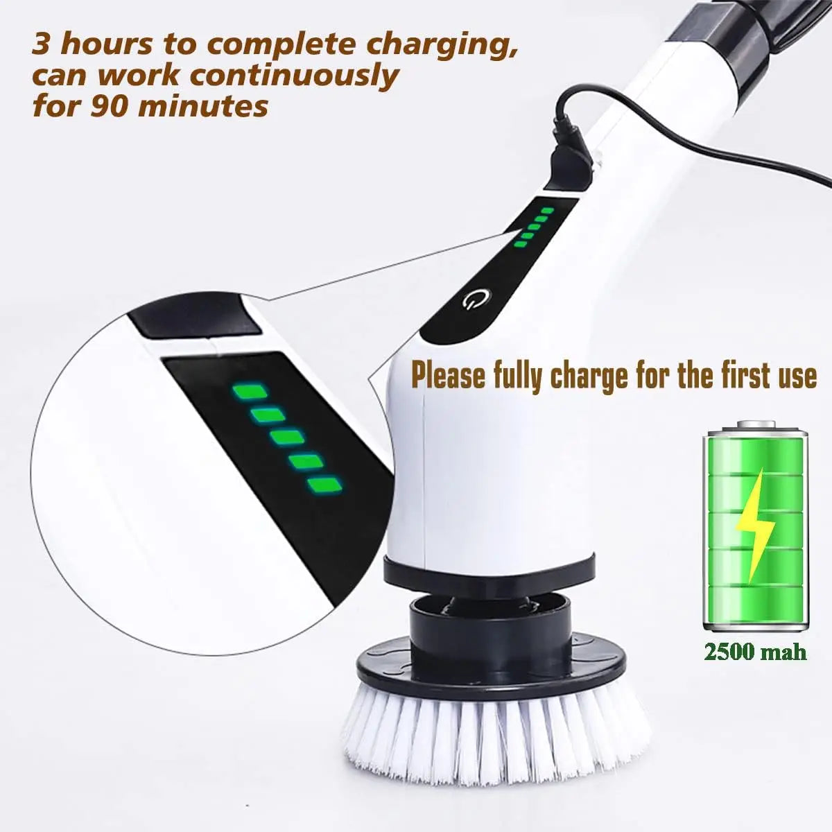 Brosse de nettoyage électrique sans fil à rotation, multifonction pour la cuisine, la salle de bain et les toilettes – brosses et serpillières pour la maison.
