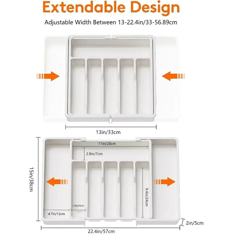 Organisateur de tiroir réglable et extensible pour couverts et ustensiles de cuisine
