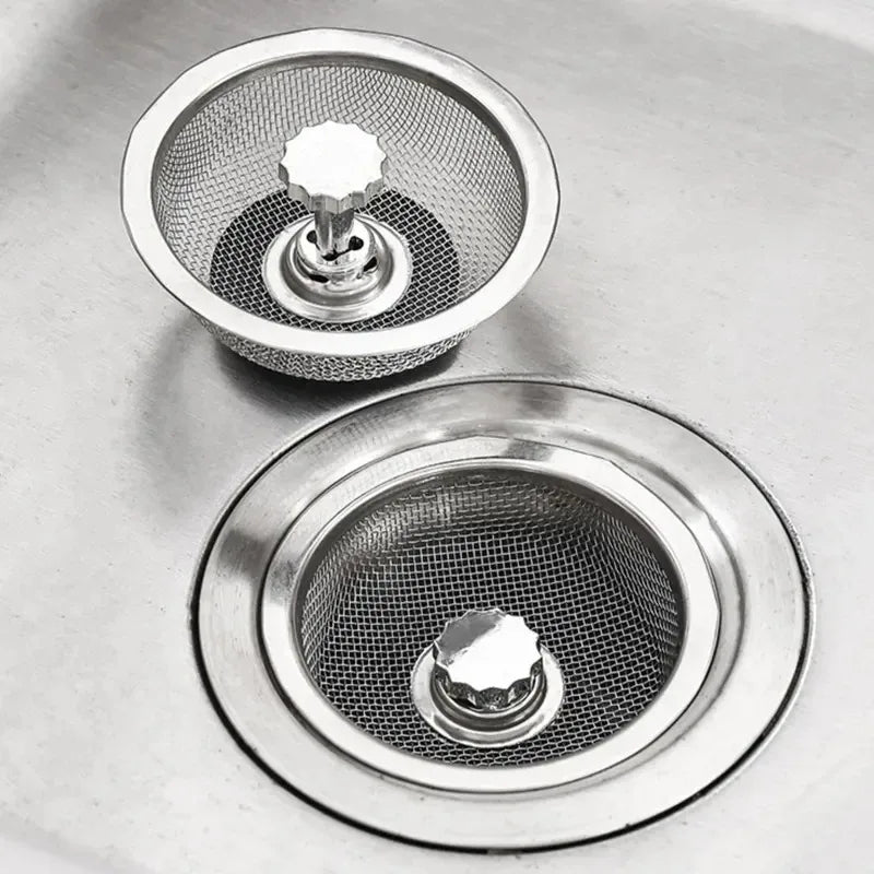 Filtre de bonde en acier inoxydable pour évier de cuisine et salle de bain – Grille anti-déchets, filtre à cheveux et résidus pour évier, douche et siphon de sol.